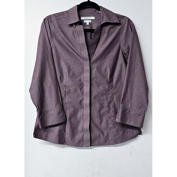 Heritage Tops - FOXCROFT Heritage Non Iron Plum Button-Up Women Fitted Shirt (6)